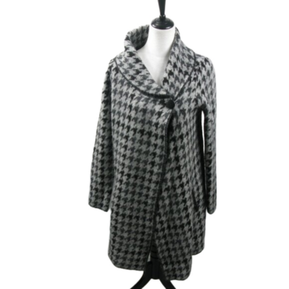Tahari Gray/Black Wool Blend 3/4 Length Cardigan Size Medium